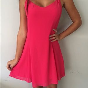 pink chiffon mini dress